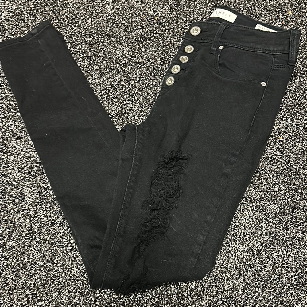 Black Distressed Skinny Jean with Holes